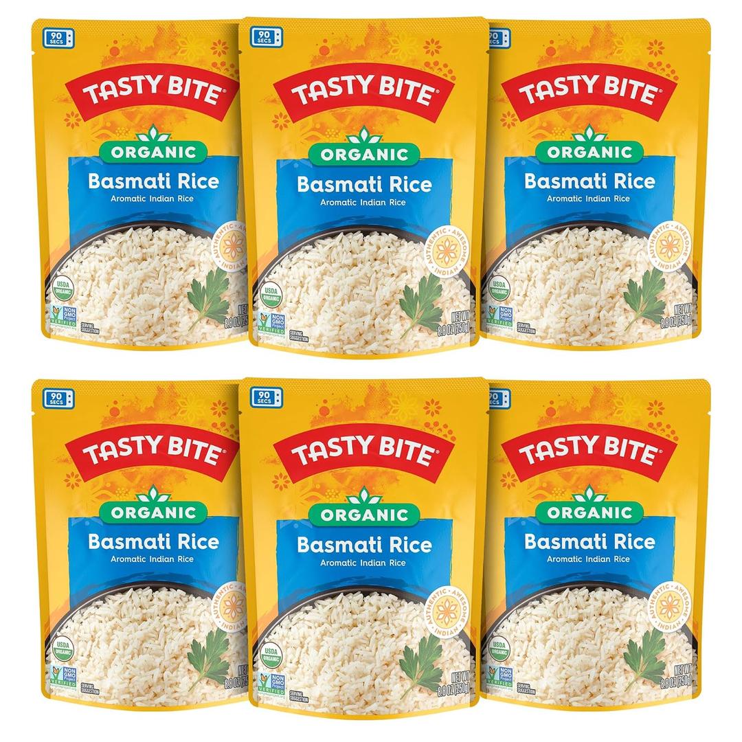 Tasty Bite Organic Basmati Rice, 8.8 Ounce, Pack of 12, Ready to Eat, Microwavable, Vegan, Gluten-Free (EXP 10/31/27)