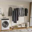 Clothing Rack for Hanging Clothes, Stainless Steels Rolling Clothes Rack, Coat Rack, Garment Rack, Portable Closet Rack, Free Standing Clothes Rack with Wheels, Adjustable Length (XL)