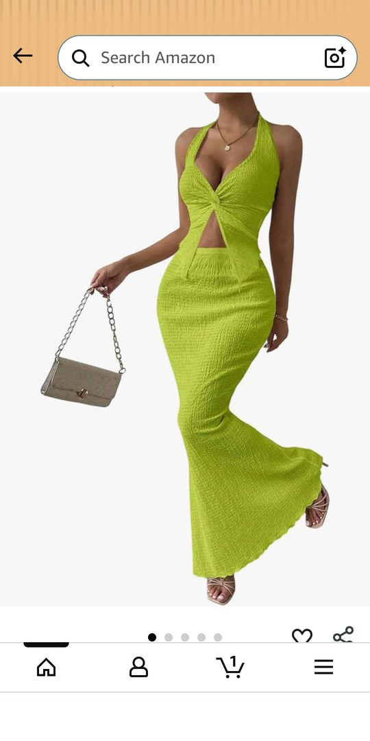 SOLY HUX Women's Two Piece Outfits Twist Front Halter Cami Tops and Skirt Summer Set, Size M