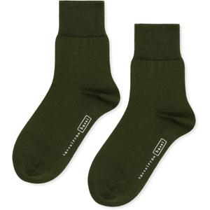 Hansel from Basel Trouser Crews, Womens Mercerized 100% Cotton Thin Basic Trouser Socks (One Size, Moss)