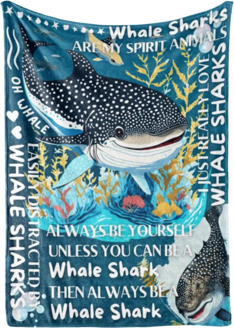 Whale Shark Blanket - Soft Throw 50"x65" - Gifts for Shark Lovers, Girls, Women, Besties - Whale Sharks Are My Spirit Animals