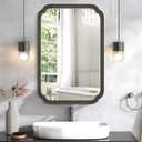HOMECOOKIN Wood Bathroom Mirrors for Wall Mounted, 24" x 36" Rustic Wood Frame Wall Mirrors Decorative for Living Room or Bedroom Vanity Mirror (Black) A