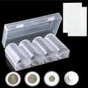 60 Pieces 40.6mm Coin Capsule Set, Includes 8 Sizes Adjustable Foam Gaskets and Storage Organizer Box, Coin Holders, Coin Collection Supplies
