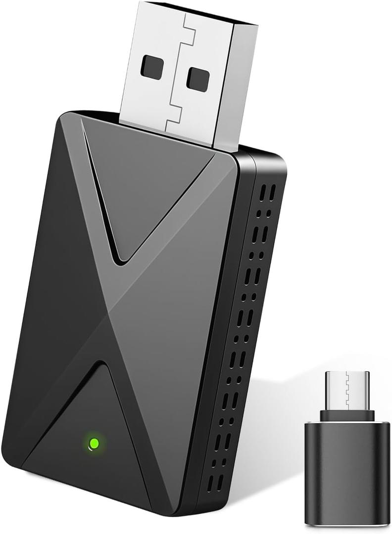 Wireless CarPlay Adapter Convert Factory Wired CarPlay to Wireless, Zero Latency, Mini Plug & Play Design with Stable Connection USB-A/Type-C for iOS 10+ & 2016+ Cars, Black