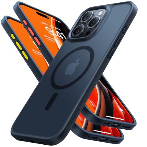TORRAS Magnetic for iPhone 15 Pro Max Case Compatible with MagSafe, MIL-STD-810G Military Grade, Slim Translucent Phone Case iPhone 15 Pro Max Shockproof Anti-Scratch 6.7", Matte Black