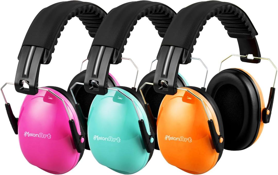 MelonArt Kids Ear Protection Earmuffs Safety Hearing Protection Headphones Noise Reduction for Autism Sensory Kids Chirldren (Mint & Pink & Orange)