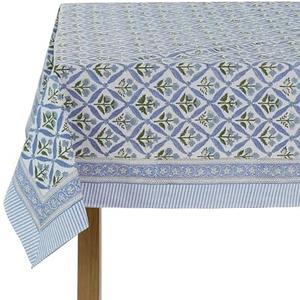 Ridhi Steel Blue 60x90 Inches Rectangle 100% Cotton Hand Block Print Tablecloth Washable Halloween Thanksgiving/Christmas Parties/Wedding Use,Fall décor Farmhouse Dining Dinner Tablecloth