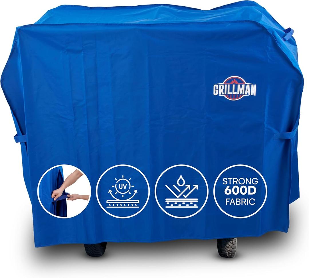 Grill Cover by Grillman, Blue, 64 Inch, BBQ Outdoor Grill Covers, Charcoal & Gas Grills, Waterproof, Rip-Proof, Weather-Resistant, Anti-UV, Barbecue Cover for Weber, Genesis, Charbroil, Nexgrill, etc