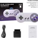 KIWITATA 2 Pack 2.4GHz Wireless Controller for SNES Original Console, Rechargeable Wireless Remote Gamepad Controller for SNES Super Nintendo Entertainment System Console