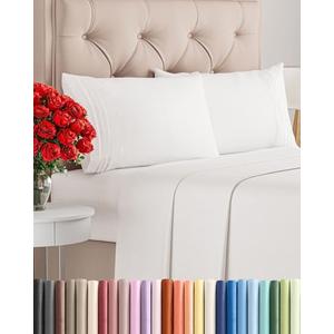 Queen Size 4 Piece Sheet Set - Comfy Breathable & Cooling Bed Sheets Set - Hotel Luxury Bedding for Women, Men, Kids, Teens, Boys & Girls - Deep Pockets, Soft, Wrinkle Free - Oeko-Tex - Antique White