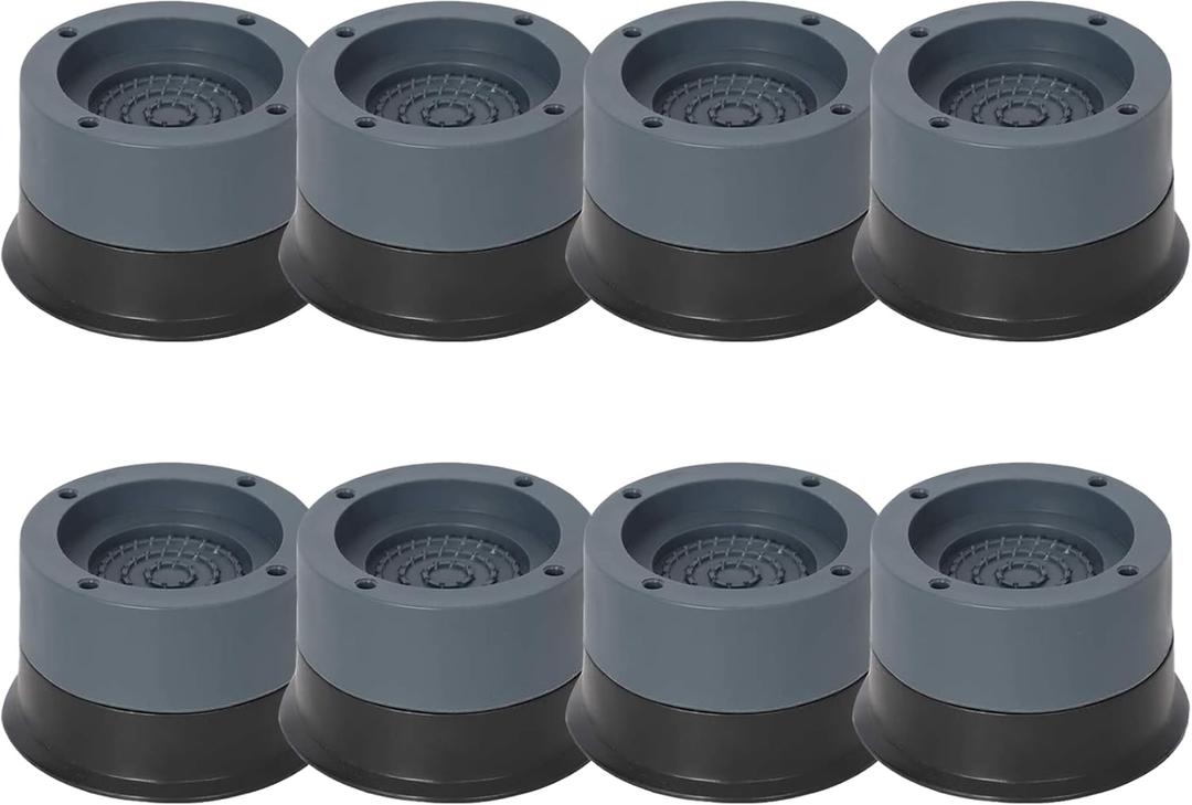 Anti Vibration Pads, 8pcs Washing Machine Base Foot Pads, Non Slip Heighten Shock and Noise Cancelling Mat for Washer and Dryer Machine Support Protects Pedestals (8 PCS) Black