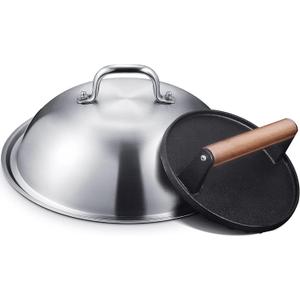 homenote Griddle Accessories for Blackstone, Commercial Grade 12 Inch Heavy Duty Melting Dome with Round Cast Iron Smash Burger Press Perfect for Flat Top Hibachi Grill Outdoor Indoor