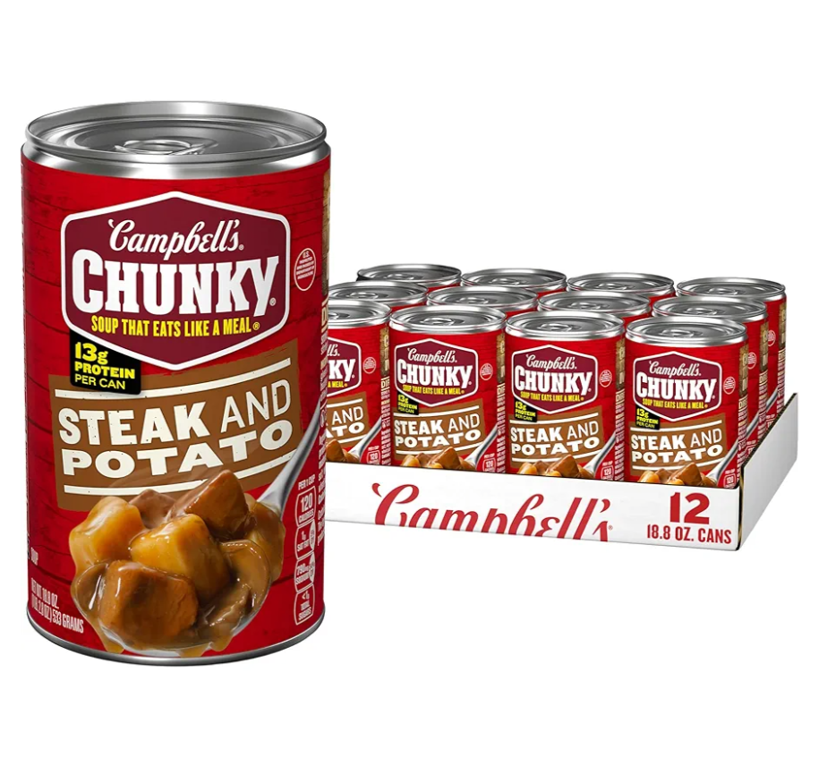 Campbell’s Chunky Soup, Steak and Potato Soup, 18.8 Ounce Can (Pack of 12) BBD; 06/18/27