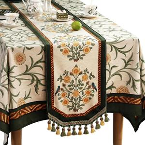 patdrea Designer Elegant Jungles Velvet Table Runner 71 Inch Long, Dark Cyan Color with Leaves Pattern Table Mat, Decoration for Kitchen Dining Coffee Table Cabinet Banquet Thanksgiving, 12"*71"