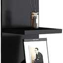 Versatile 7 Tier Wall Shelf Unit,Black Lack Wall Shelf,Display Floating Shelf with LED Remote Control Light