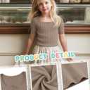 3 x Xaatren Girls Square Neck Short Sleeve T-Shirt, Khaki, 9-10 Years (Beige)