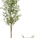 6FT Artificial Olive Tree Indoor, Tall Faux Olive Tree with Pot&Basket, Large Fake Olive Tree with Realistic 1080 Silk Leaves and 60 Fruits for Living Room Home Office Decor (Green)