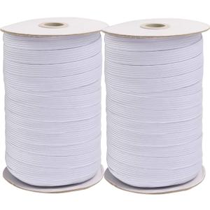 2 Roll 1/2 Inch Elastic Bands for Sewing, 196 Yard White Stretch Elastic String, High Elasticity Knit Elastic Spool Soft Flat Elastic Cord for Sewing DIY Craft, 98 Feet Per Roll