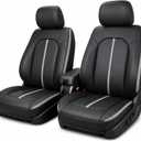 4PCS Front Driver & Passenger Bottom & Tops Seat Cover Replacement Microfiber Leather Black with Gray Compatible with Ford F-150 2015-2020 and F-250 F-350 2017-2022 XL XLT Lariat Super Crew