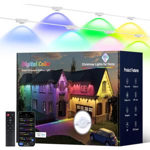 Permanent Outdoor Lights, 150ft with 90 RGB LED Lights for Christmas and Daily, 49 Scene Modes+DIY for Christma Decor, IP66 Waterproof for Outdoor, Compatible with Alexa, Google Assistant