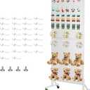 Standing Pegboard Display for Floor with Extra 30 Hooks 24" X70" Metal Peg Board with Wheels Professional Display Rack with Heavy-Duty T-Base Panels Units Organizer for Vendors & Retail