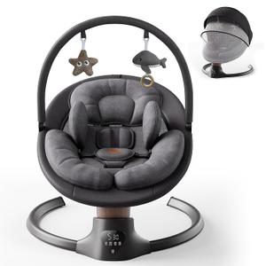2 x Baby Swings for Infants, FasonBaby Electric Baby Swing with 10 Preset Melodies, 5 Speeds, Remote Control and Bluetooth - Portable Infant Swing for Indoor and Outdoor(Black)