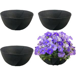 4 Pack 14 Inch Fabric Planter Basket Liner- Felt Flower Pot Liners Replacement Coco Fiber Liner for Hanging Basket Flowers Round Hanging Basket Liners Prevent Birds from Nesting