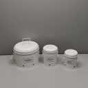 Suwimut Set of 3 Vegetable Storage Tins, Metal Potato Onion Garlic Storage Bin, Kitchen Canisters Vegetable Fresh Keeper Garlic Container Onion Keeper Potato Bin with Aerating Holes and Lid
