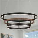modern24 inch led Ring Chandelier Black Chandelier Dining Room Light Fixture with Remote Control Suitable for Kitchen, Dining Room, Bedroom, Living Room, 3000K-6500K