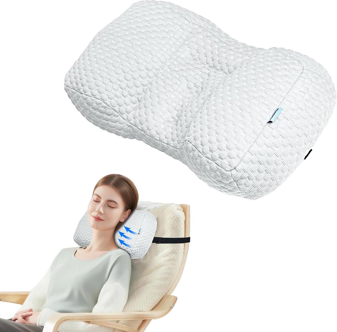 Adjustable Neck Pillow for Recliner, Headrest Pillow for Chair & Couch Support - Ergonomic Design Cushion with 2 Adjustable Strap, Recliner Head Pillow for Office, Home, Traveling (Grey)