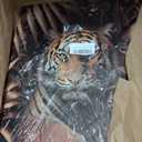 Tiger Canvas Wall Art Gold Leaves Picture Black Poster African Theme Jungle Animal Painting Prints for Living Room Bathroom Bedroom Modern Home Office Decor Framed(Tiger-1,16.00x24.00 inch)