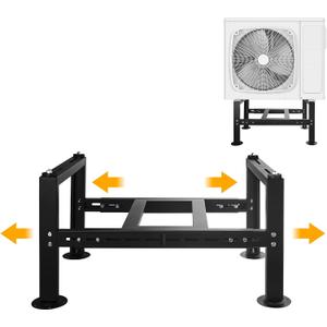 Mini Split Ground Stand for 18000-36000 BTU, Mini Split AC Bracket for Ductless Air Conditioners Heat Pump System,Heavy Duty Condenser Stand Adjustable Length 27.5" to 41.3" Max Load 550Lbs (Black)