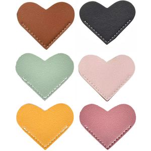 4 x Leather Heart Bookmarks,Book Accessories,Bookmarks for Women,Cute Corner Page Book Marks for Kids,Students Stationary,School,Office Supplies,Teacher Gifts(6pcs)