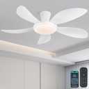 48" Modern White Ceiling Fans with Lights and Remote/APP,Low Profile Ceiling Fans with Quiet Reversible DC Motor, Dimmable 3 Colors Led, 6 Wind Speeds