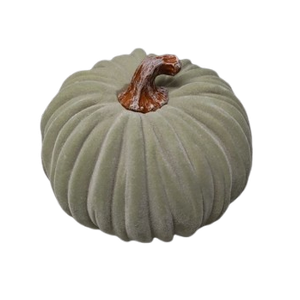 Boston International Decorative Tabletop Velvet Pumpkin, 6.5 x 5-Inches, Green