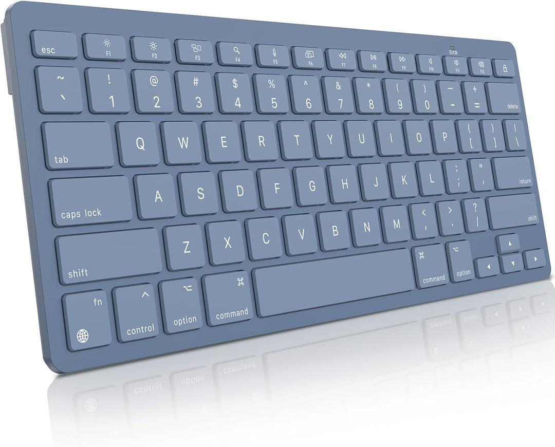OMOTON Wireless Keyboard for Mac, Compact Ultra-Slim Design (No Number Pad), Stable Bluetooth Keyboard for Mac, Ergonomic and Portable, Compatible with MacBook Pro/Air/iMac, Blue