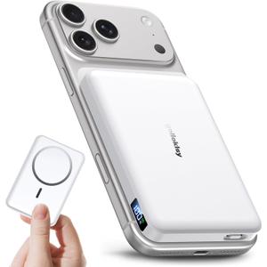 golioklsy for Magsafe Portable Charger,10000mAh Power Bank with Type-C 20W PD Fast Charging, Lightweight and Slim, LED Display for Magsafe Battery Pack for iPhone 17/16/15/14 All Series, White