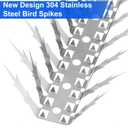 Bird Spikes, 10 FT Stainless Steel Bird Deterrent Spikes, Pigeon Spikes for Outside to Keep Birds Squirrel Raccoon Cat Away, for Garden Fence Roof Window Sill and Wall(10 Pack)