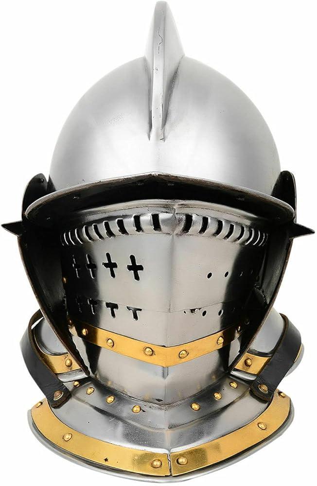 Medieval Warrior Real 20G 16th Century Burgonet Helmet Falling Buffe Visor