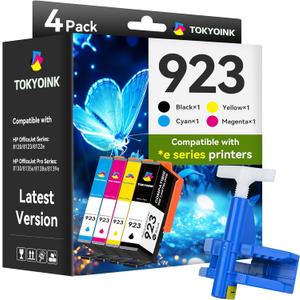 TOKYOINK 923 Ink Cartridges for HP Printers Compatible for HP 923 HP923 Ink Cartridges Work for OfficeJet Pro 8130e 8125e 8135e 8138e 8120e 8132e No Chip (Black Cyan Magenta Yellow)