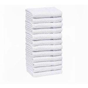 GOLD TEXTILES 12 Pack White Economy Cotton Blend 15x25 Inches Basic Hand Towels- Gym Towels (1 Dozen)
