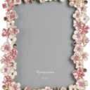 Pink Flower Picture Frame 5x7 Blossom Photo Frame for Tabletop Display, Decorative Flower Design Home Decor