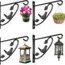 AMAGABELI GARDEN & HOME 4 Pack Hanging Plant Brackets Outdoor 12 inch Metal Fence Wall Plant Hanger Hooks for Hanging Flower Baskets Bird Feeders Lanterns Wind Chimes Rust-Resistant Black