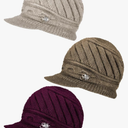 3 Pieces Womens Winter Hats Slouchy Beanie Cap with Visor Warm Knitted Newsboy Ski Snow Hats for Women Winter Gifts