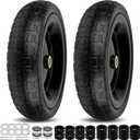 13 Inch Flat Free Wheels Tires 4.00-6 Solid Replacement with Universal 5/8" Axle Bore Hole, 8 Spacers and 4 Pins, for Wheelbarrow, Garden Wagon, Hand Truck, Trolley, Lawn Mower, 2 Pack (Black)