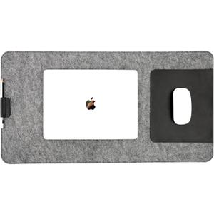 Extended Desk Mat  Large Felt & Leather Desk Protector with Pen Holder, Cable Organizer, and Smooth Mouse Area for Office Use