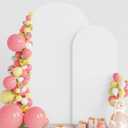 Wokceer Wedding Arch Backdrop Cover 7.2FT, 6FT Spandex Fitted White Arch Covers 2 Set Round Top Chiara Arches Backdrop Cover for Birthday Party Ceremony Banquet Decoration