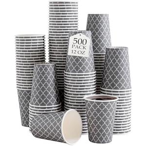 Lamosi Coffee Cups 12OZ 500 Pack, Disposable Coffee Cup, Disposable Cups,12 oz Hot Cups,12 oz Paper Insulated Cup for Cold Hot Drinks (No Lids)