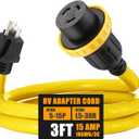 Kanayu 3ft 30 Amp to 15 Amp 110 Volt RV Adapter Cord Compatible with NEMA 5-15P to L5-30R, 3 Prong Locking Power Adapter 15A Household Male to 30A RV Female for Trailer Camper