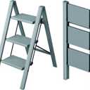 Taranta 3 Step Ladder, Aluminum Lightweight Folding 3 Step Stool with Anti-Slip Wide Pedal,330lbs Capacity Step Ladder for Household, Kitchen,Office - Serene Blue